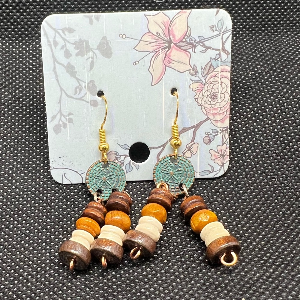 NWT 925 gold plated Handmade Bohemian Beaded Earrings with Gold Accents